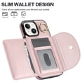 thumbnail image 5 of Wallet Case Compatible with iPhone 13 360° Rotation Finger Ring Holder RFID Blocking Premium Leather Case with Card Slots Folio Flip PU Durable for Men Women iPhone 13, Rosegold, 5 of 9