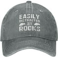 thumbnail image 1 of Easily Distracted by Rocks Hat for Men Women Funny Dad Tracker Hat Baseball Cap, 1 of 8