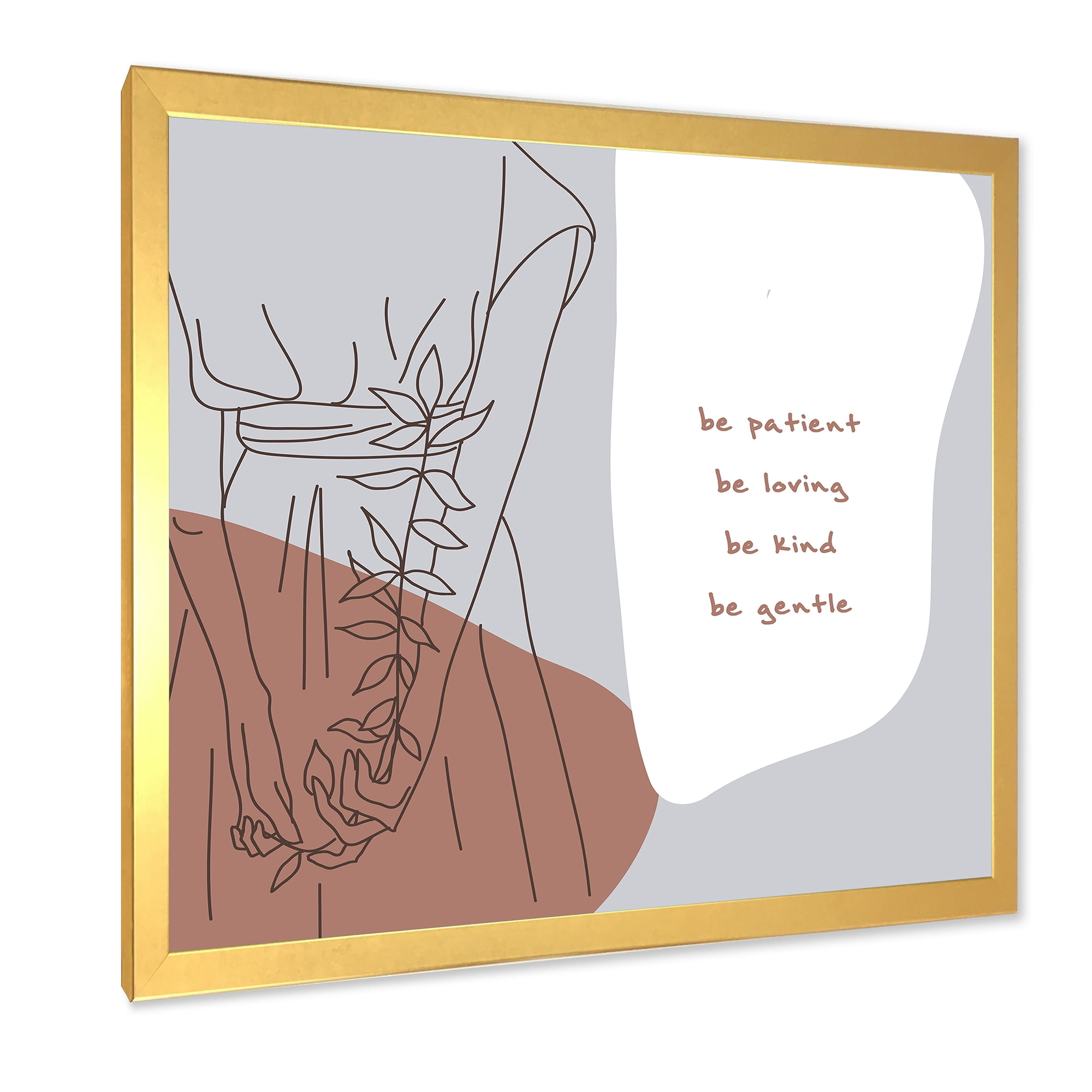 Designart 'Be Patient Be Kind Be Loving Be Patient One Line Leave' Modern Framed Art Print