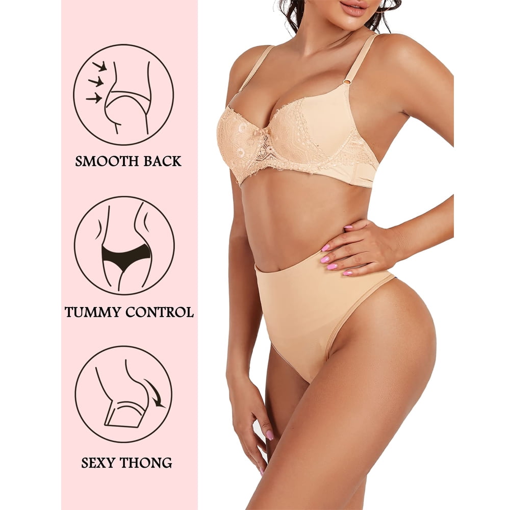Eco Shaping Tummy Control High Waisted Shapewear Thong - Nude