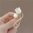 thumbnail image 1 of 1PCS Nouvelle Broche Fleur de Tulipe Dorée Design Élégant Sens Pierre Blanche Rose Bijoux de Luxe Haute Qualité, A1, 1 of 3