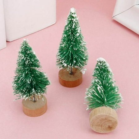 Large Wooden Christmas Tree Michellem 12Pcs/Set Mini Pine Christmas Tree and Wooden Winter Snow Decorated Tabletop Tree for Display and Decoration ()