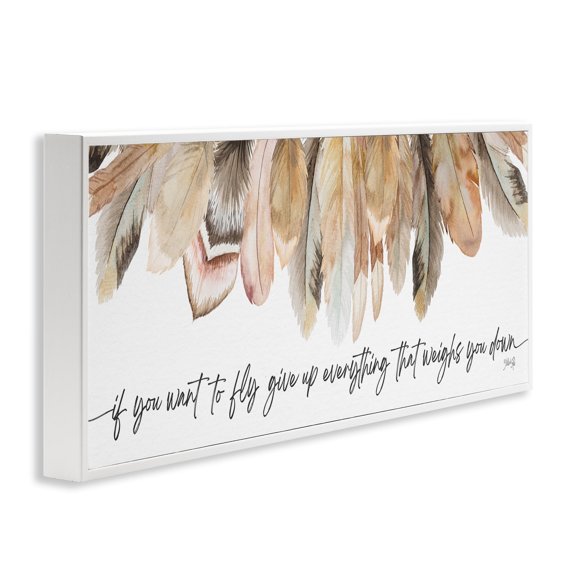 Stupell Industries If You Want To Fly Typography Painting White Framed Art Print Wall Art, 24 x 10