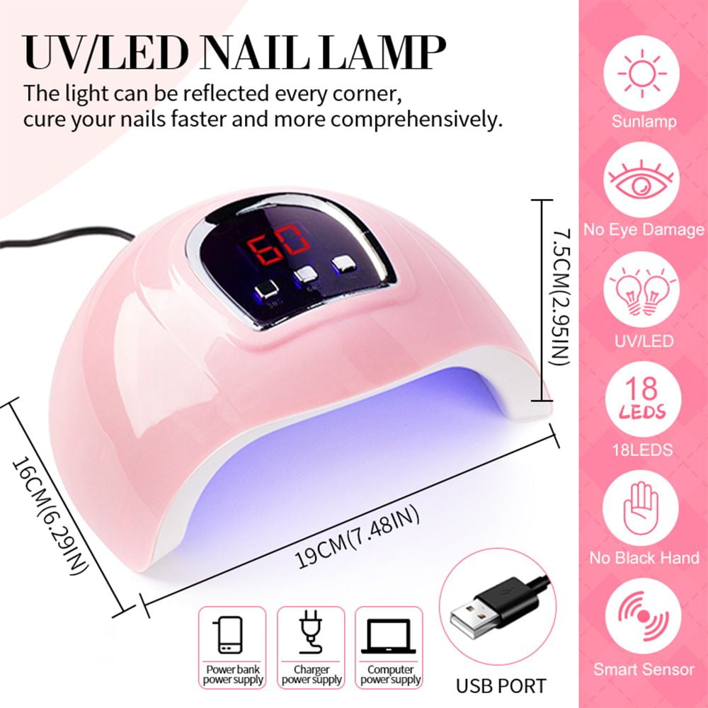 Limegirl Gel Nail Polish Kit with 18LED UV Light Nail Dryer, 12 Colors Gel Polish 4 Extension Gels Base Top Coat Manicure Tools Set  RLB