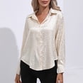 thumbnail image 6 of RYDCOT Womens Tops Plus Size Long Sleeve Shirts for Women Solid Color Button Down Satin Shirt Casual office Work Blouse Tops, 6 of 8