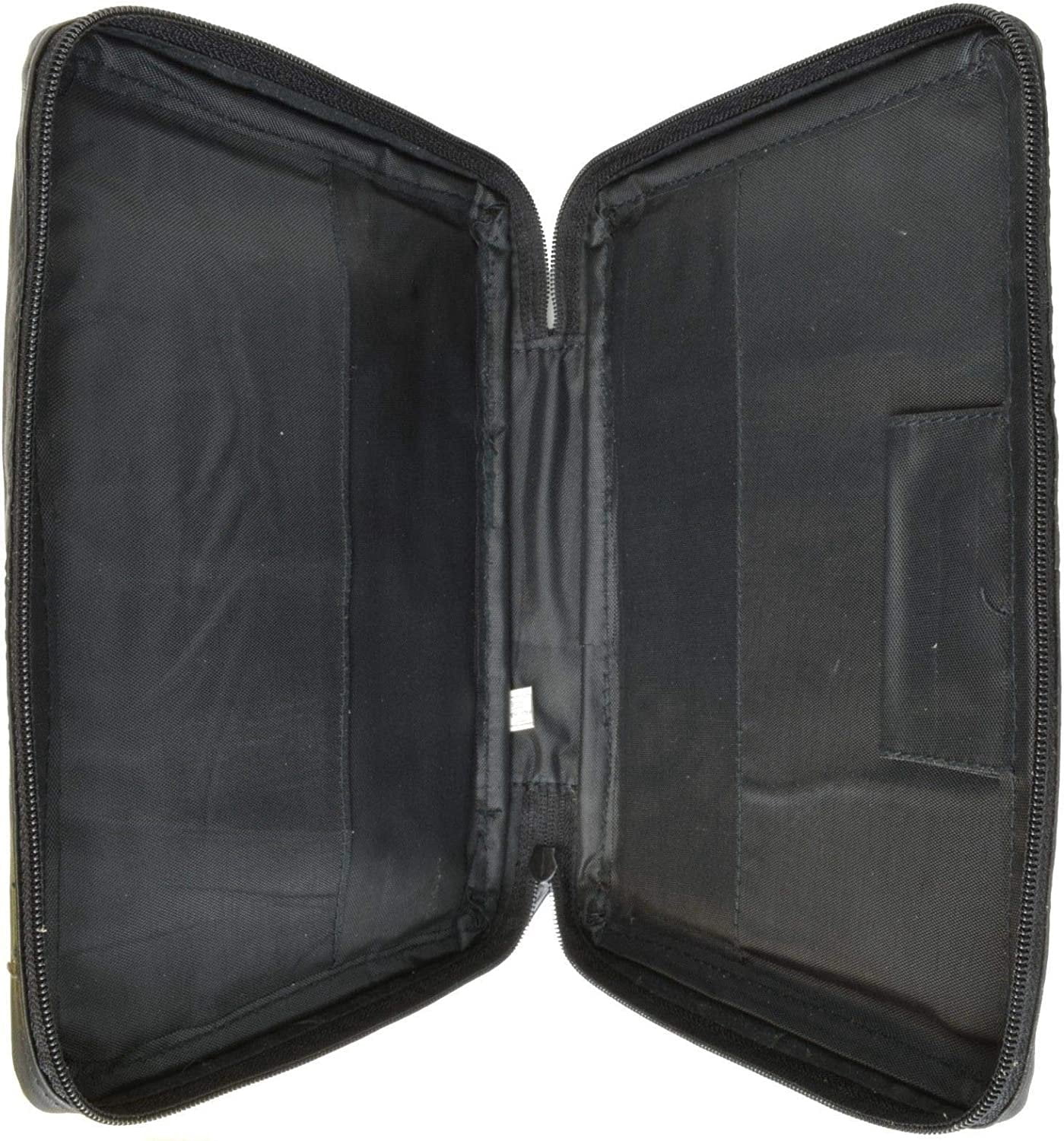 Large Cross Bible Book Cover Genuine Leather with Handle Black