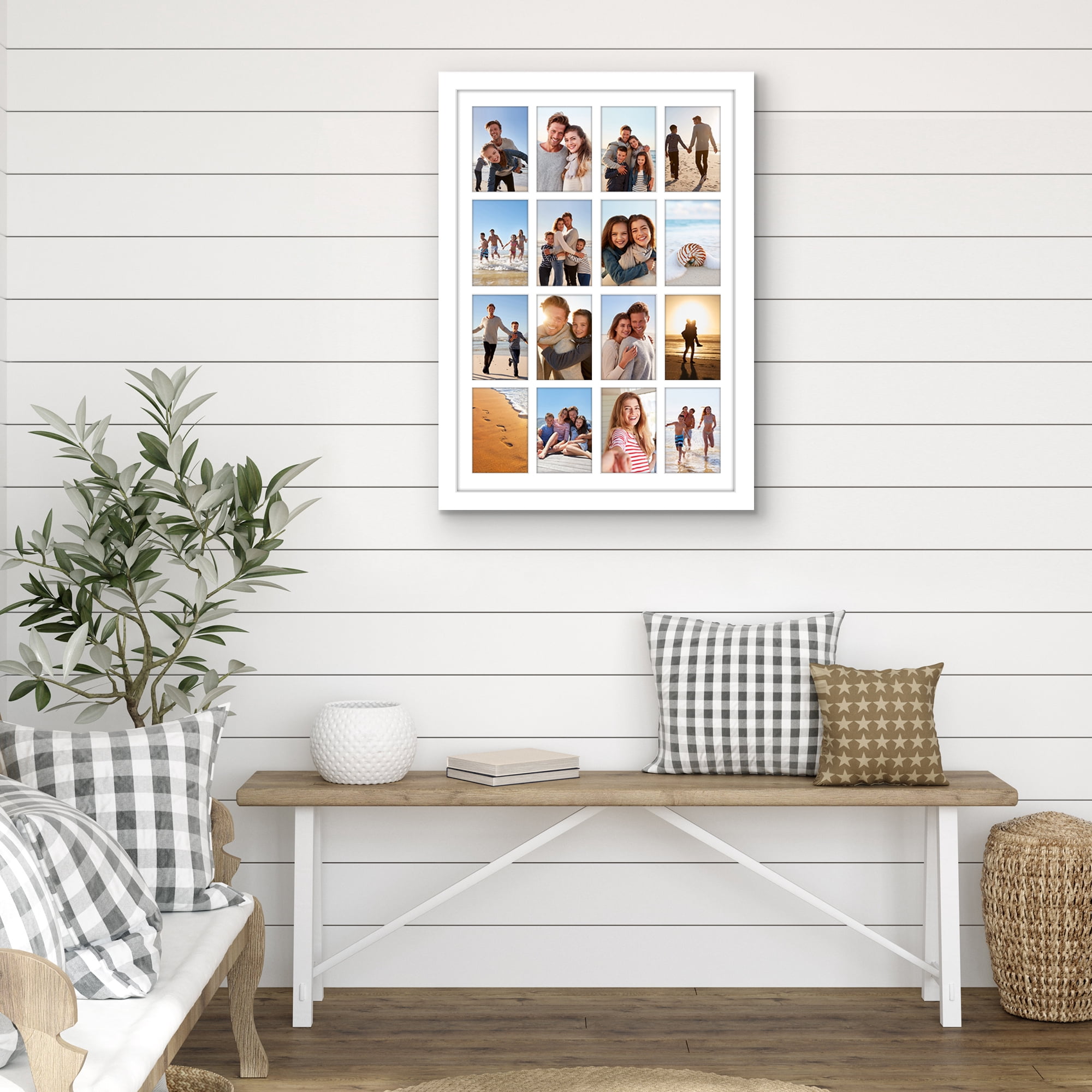 Americanflat 4x6 Collage Picture Frame with Shatter-Resistant Glass Fits 16 use as One 18x26 Poster Frame - White
