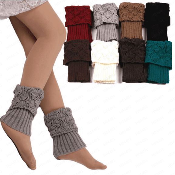 Resicozy Boot Socks for Women Winter Warm Cable Knit Boot Cuffs Solid Short Leg Warmers Boot Gifts Light Gray