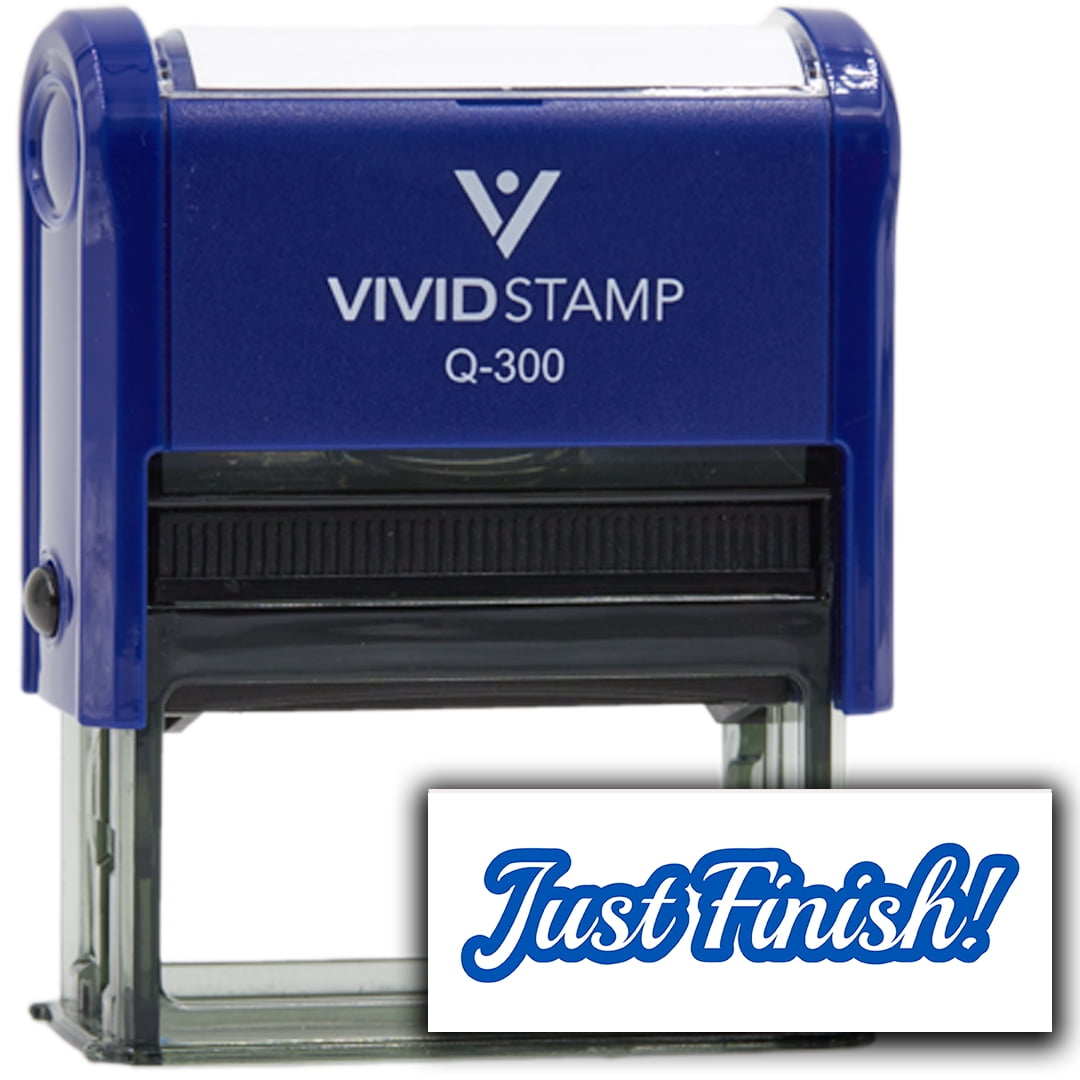 (3 pack) All Quality Just Finish! Self-Inking Rubber Stamp | Agenda Planning Stamps (Blue Ink) - Q-300