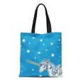 thumbnail image 1 of SIDONKU Canvas Tote Bag Flying Blue and Pegasus Unicorn Winged Wings Cartoon Digital Reusable Handbag Shoulder Grocery Shopping Bags, 1 of 1