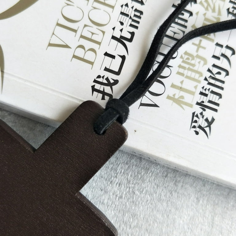 Ookwe Vintage Wooden Cross Pendant Brown/Black Rope Necklace Adjustable for Men Women, Men's, Size: Small, Silver