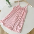 thumbnail image 4 of MESSUEN Spaghetti Strap Tank Top Silk Pajamas for Women Crew Neck Chemise Solid Round Neck Suspender Loose Vest Pajama Pullover Tank Basic Tops for Women Womens Basic Tee Shirts Pink M, 4 of 4