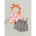 thumbnail image 4 of Bagilaanoe 2pcs Toddler Baby Girl Short Pants Set Print Sleeveless Cami Tops + Shorts 1T 2T 3T 4T 5T 6T Kids Casual Summer Outfits, 4 of 9