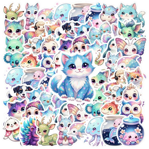 35pcs-70pcs Cute Animal Stickers Fantasy Stationery Stickers Ocean Funny Kids Stickers for Notebooks Luggage Phone