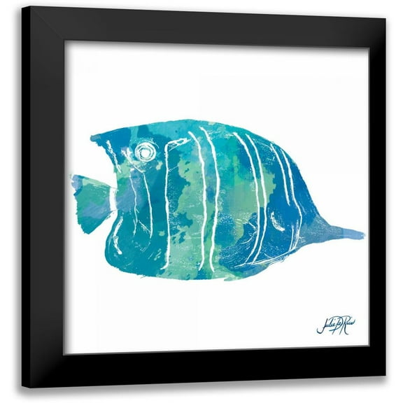 DeRice, Julie 12x12 Black Modern Framed Museum Art Print Titled - Watercolor Fish in Teal III