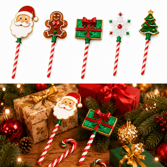 Christmas Magic Payment Wand, Holiday Checkout Wand with Red White Candy Cane Handle for Retail Counter Party Gift Table and Seasonal Decor, Santa