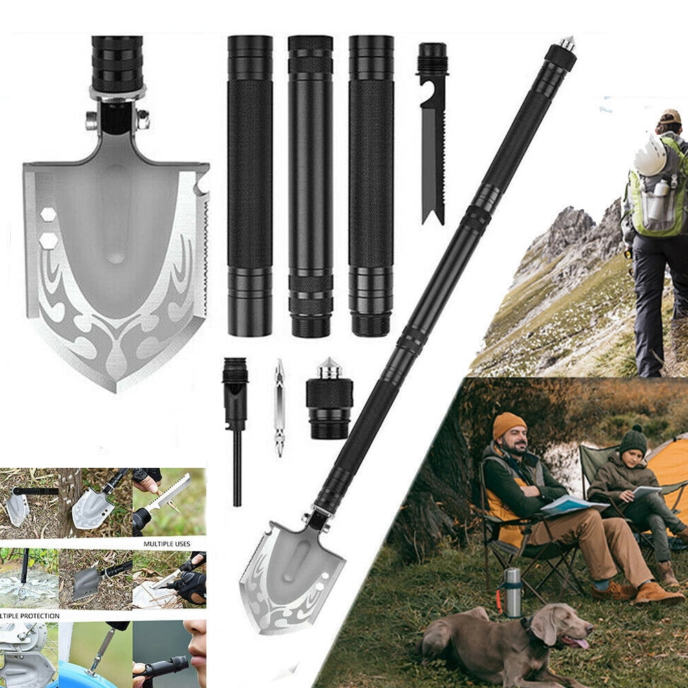 Camping Shovel Multitool Folding Survival Shovel Military Grade with Tactical Pack FourFold