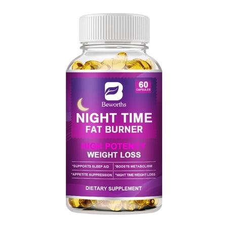 (1 Pack) Beworths Night Time Weight Management Pills, Boost Metabolism, Appetite Suppressant, Fat Burning, 60 Capsules