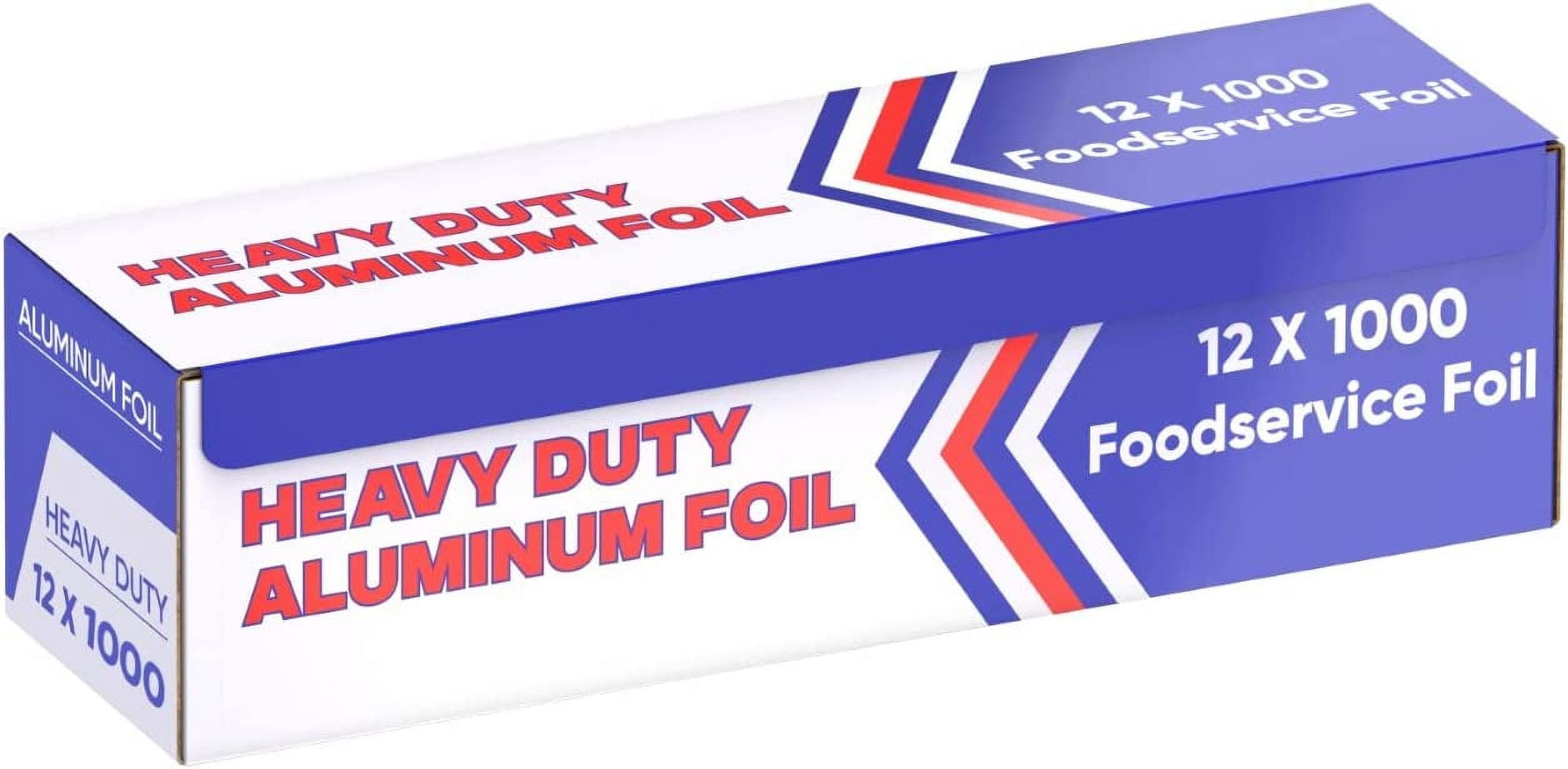 Heavy Duty Aluminum Foil Wrap, Commercial Grade 1000ft Foil Wrap for Food Service Industry, Strong Silver foil, 12 inches by 1000 Feet (1-Box)