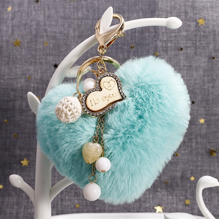 2PCS Reindeer Pom Pom Keychains - Plush Fur Keyrings For Bag Or Car - Christmas Gift Idea 4 thumbnail image