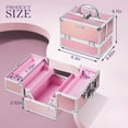 thumbnail image 7 of Portable Makeup Case Organizer 4 Trays Makeup Box Lockable Beauty Cosmetic Train Case Traveling Make up Storage, Pink, 7 of 7