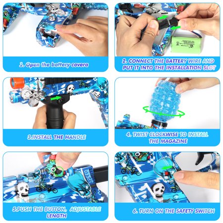 Gel Ball Blaster, Electric Water Bead Blasters, with 10000 Gel Balls & Goggles, for Backyard Fun and Outdoor Activity, Blue