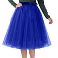 thumbnail image 4 of MIXUE Skirts For Women Summer Mesh Solid Color Elastic High Waist A Line Ruffled Tutu Skirt Beachwear,Blue,One Size, 4 of 8