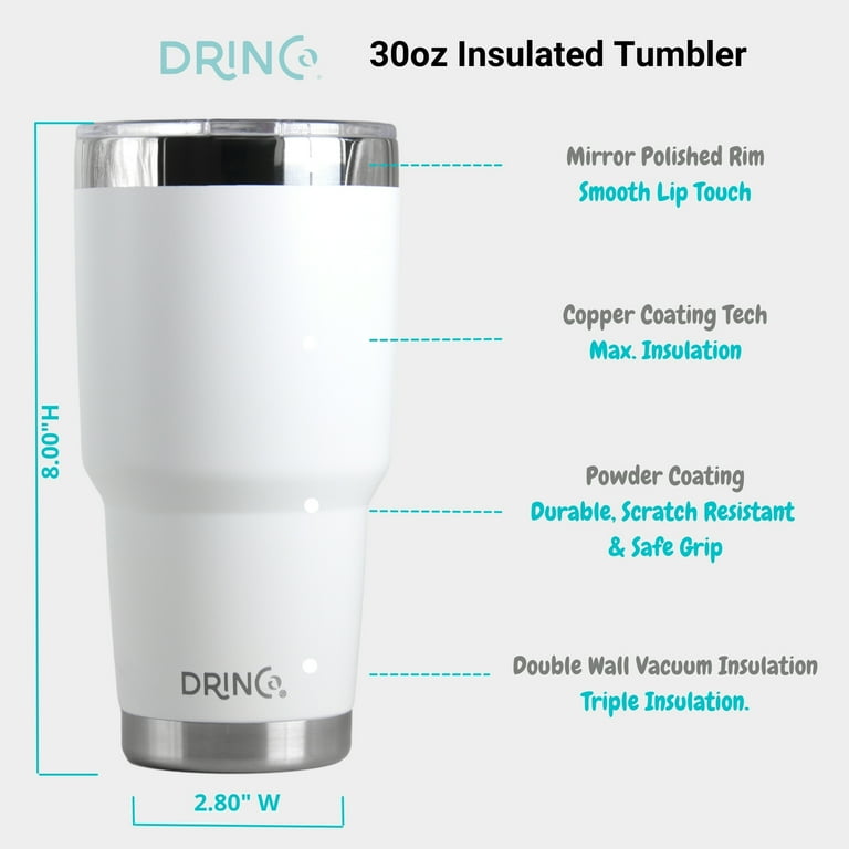 Stainless Steel Double Wall Vacuum Insulated Tumbler 30oz - With Straw -  Drinco, Inc.