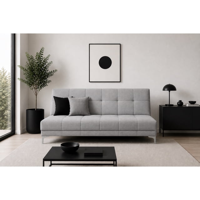 Sofa Cama El Bazar Store Karla color Gris Plata Futon 3 posiciones Matrimonial
