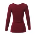 thumbnail image 3 of A2Y Women's Lightweight Long Sleeve V-Neck Ribbed Henley Tops Tees Cherry Wood M, 3 of 5