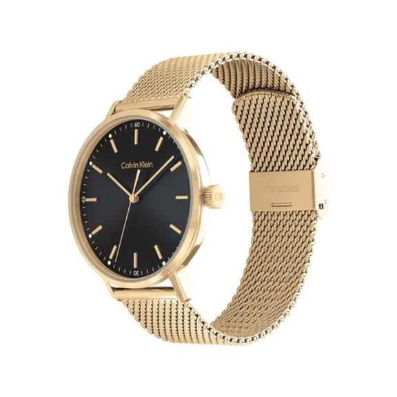 Calvin Klein Modern Men's Black Dial Gold-Tone Quartz Watch 25200049