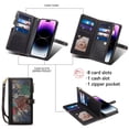 thumbnail image 4 of ESEBLE Leather For iPhone 17 Pro Case【RFID Blocking】with Multi-Card Holder Zipper Bills Slot, Soft PU Leather Magnetic Detachable Lanyard Shoulder Strap And Wristlet Wallet Case,Black, 4 of 13