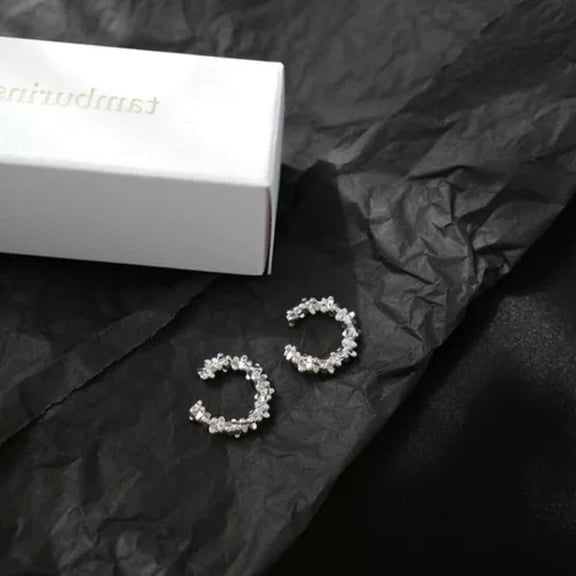 HOOUN 1 Pair Women Silver Color Metal Ear Cuff Non-Piercing Ear Clips Earrings Jewelry-Silver