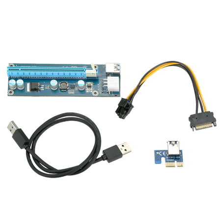 USB 3.0 PCI-E PCI E Express Extender Riser Card PCI-E 1X to 16X Adapter with SATA 15 Pin-6Pin Power Cable 50cm USB Cable for Bitcoin Mining PC Desktop