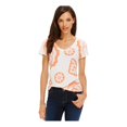 thumbnail image 1 of Tommy Hilfiger - Camiseta estampada con cuello en V para mujer, color blanco roto, talla XS Tommy Hilfiger Camiseta gráfica, 1 of 2