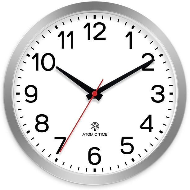 Reloj de pared AKCISOT Atomic 30 cm Silent Sweep Silver