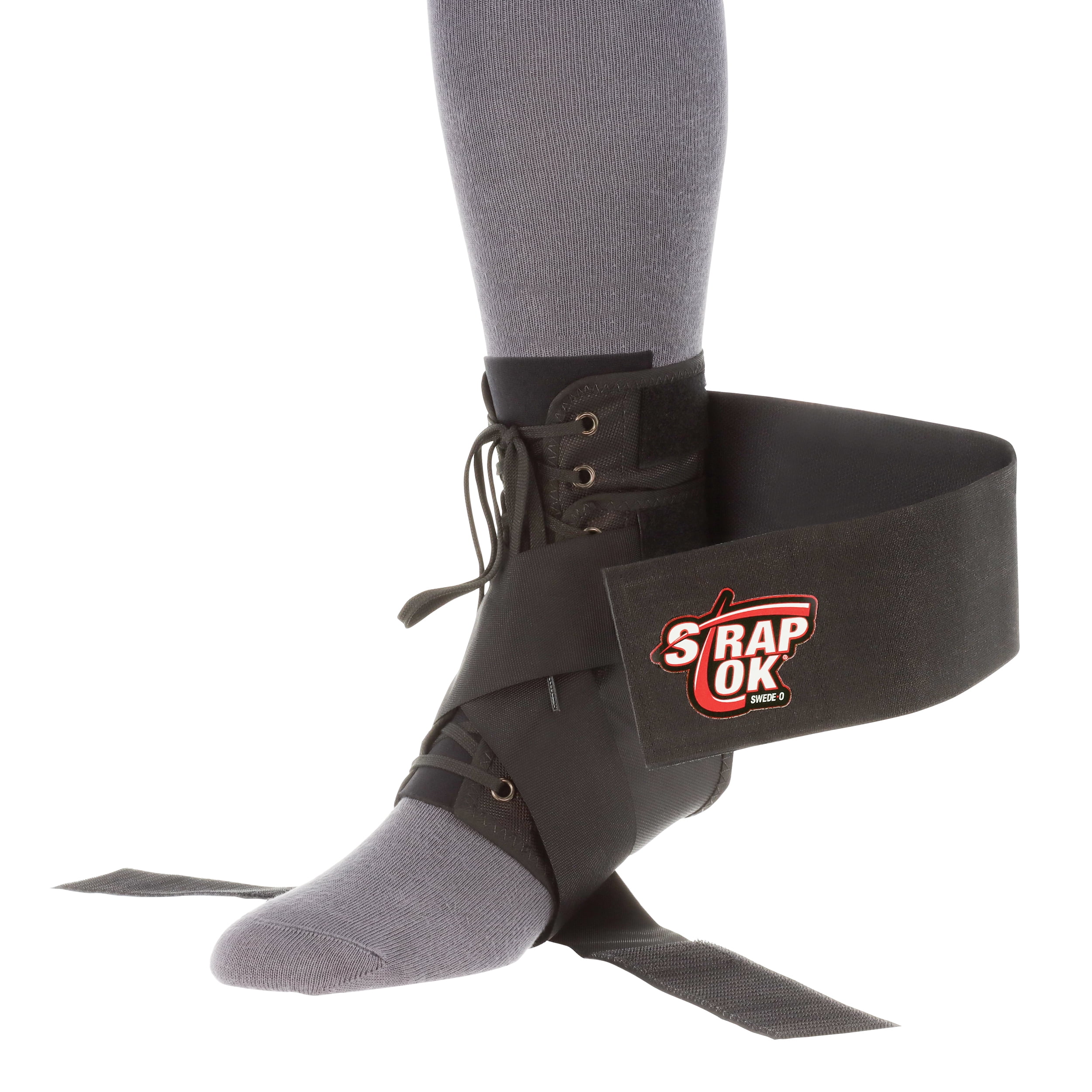 Swede-O Strap Lok Laced Ankle Brace with Dual Strap Locking System, Black, Large