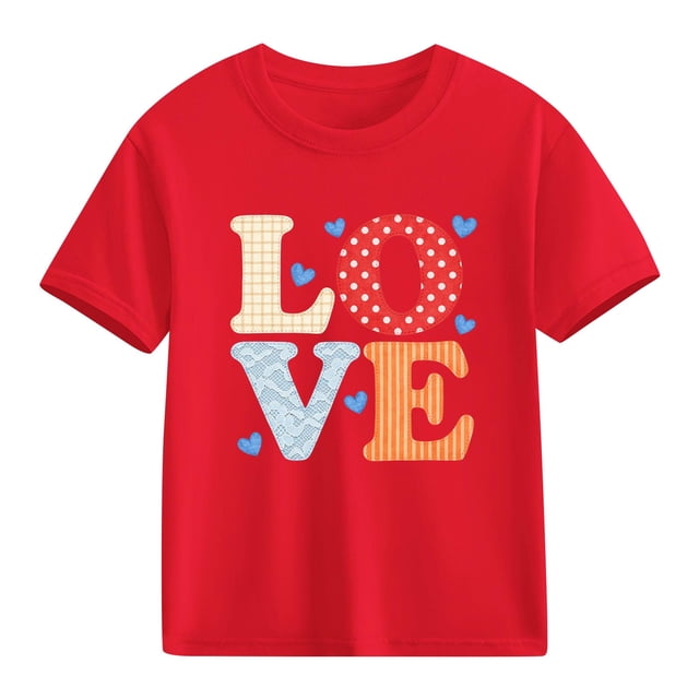 TaTaai School Season Cute Print Short Sleeve T-Shirt, Valentine's Day Casual Top, Unisex All Season Graphic Tee Gift
