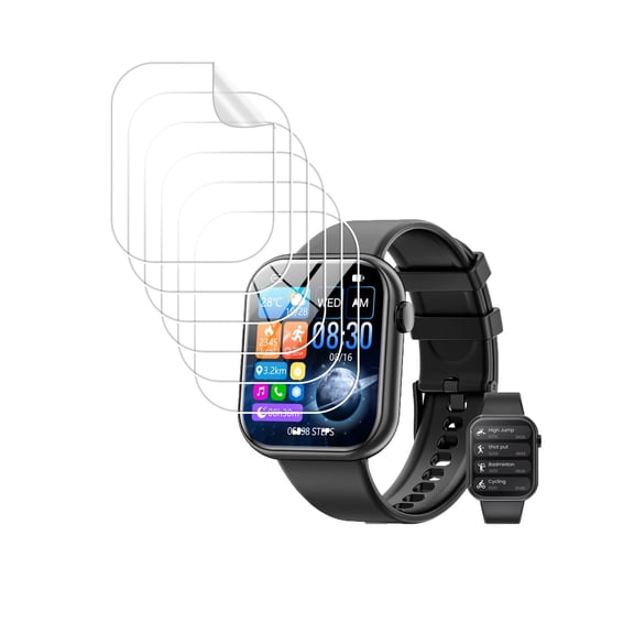 HYRACPO [6 Pack] Screen Protector Film for Mingdaln 1.85" Smartwatch, Clear TPU Soft Protector Compatible for Mingdaln 1.85 Watch, Anti-Scratch High Definition
