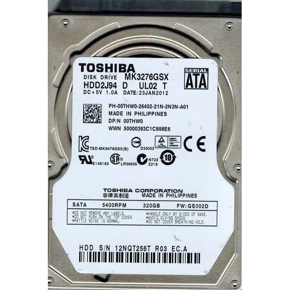 Toshiba MK3276GSX 320GB HDD2J94 D UL02 T