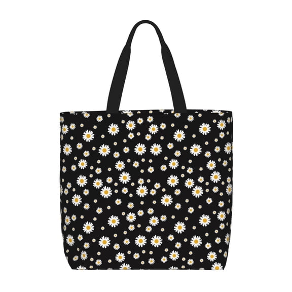 Rateoe Daisy Print Lightweight Tote Bag for Women, Water-Resistant Shoulder Bag with Zipper, Spacious Casual Handbag for Work, School, Shopping