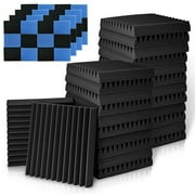 Acoustic Foam Panels, 1" X 12" X 12" Studio Wedge Tiles, Sound Panels wedges Soundproof Sound Insulation Absorbing for Studio Recording, Home Office (24 Pack, Black)