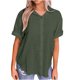 thumbnail image 2 of Vestidos Casuales Para Mujer, Blusas De Mujer De Moda Blusa de verano tipo túnica de lino con botones y manga corta y cuello en V para mujer, 2 of 7