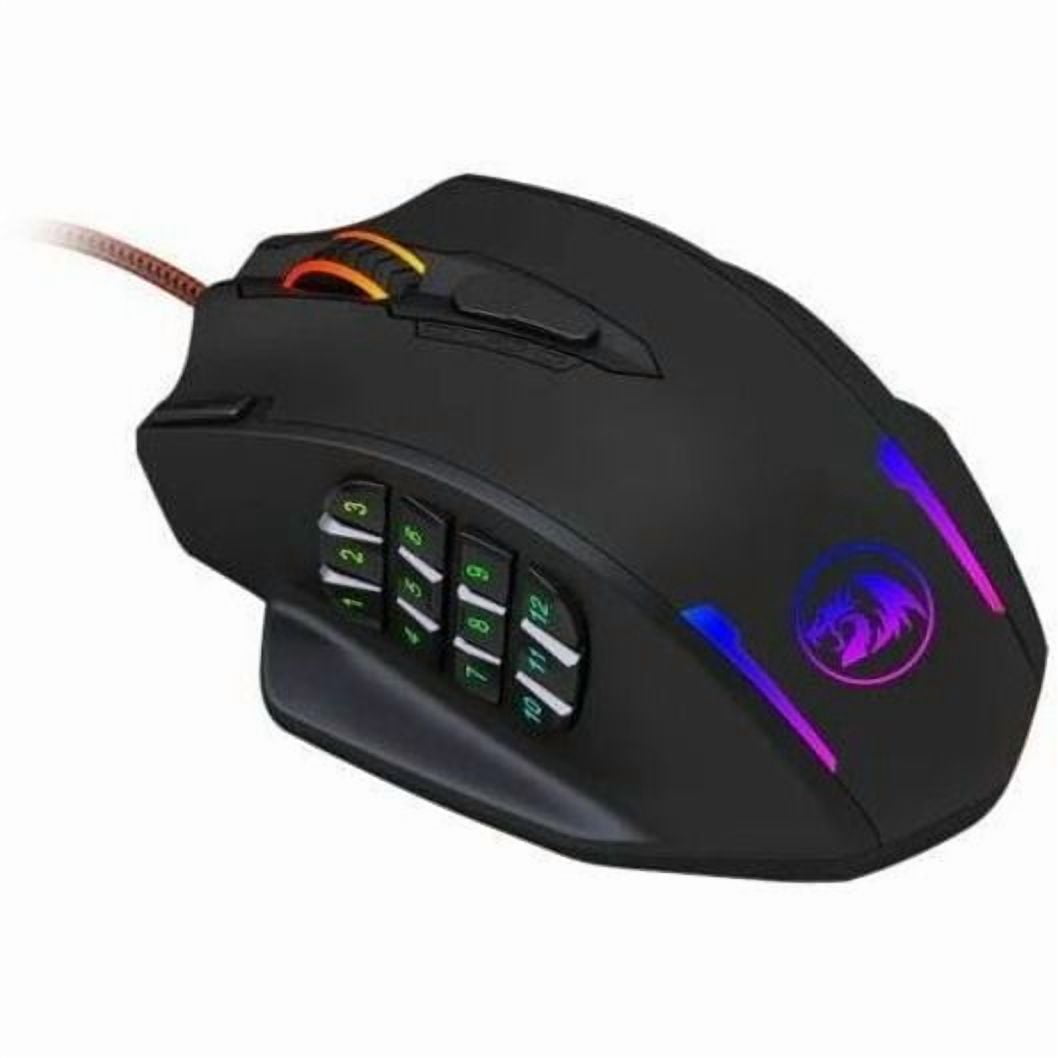 Redragon M908 Impact RGB LED MMO Mouse with Side Buttons Optical Wired Gaming Mouse with 12,400DPI, High Precision, 18 Programmable Mouse Buttons