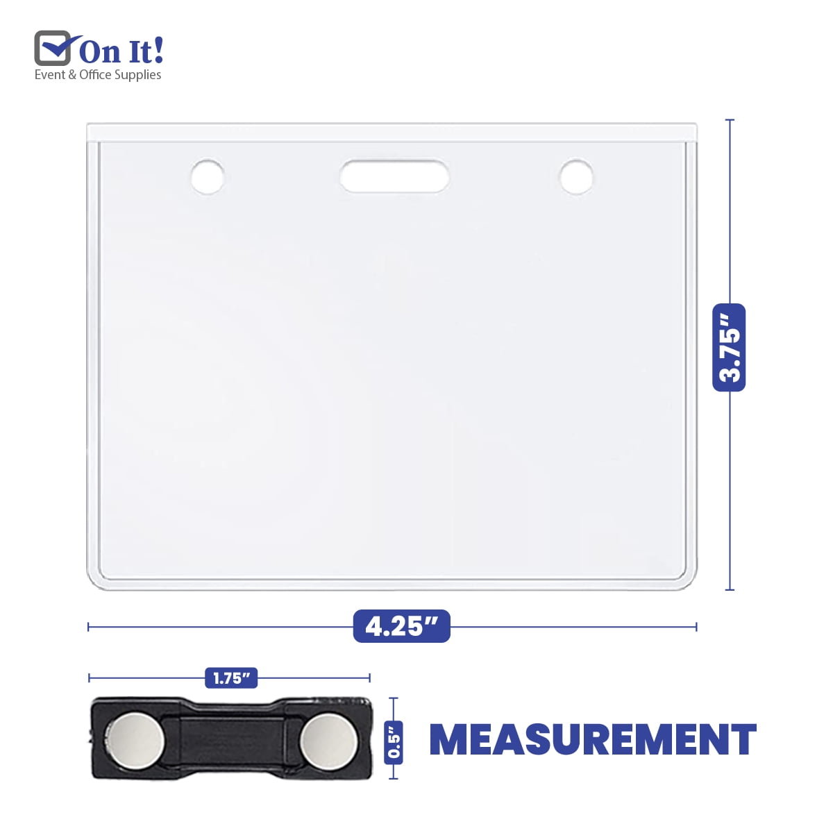 On It! Event and Office Products Magnetic Name Badge Holders Top-Loading Clear Reusable 100 pack 4x3 in