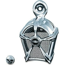 Kuryakyn Motorcycle Accessory: Mach 2 Horn Cover For 1995-2019 Harley-Davidson Motorcycles, Chrome With Black Mesh 7296
