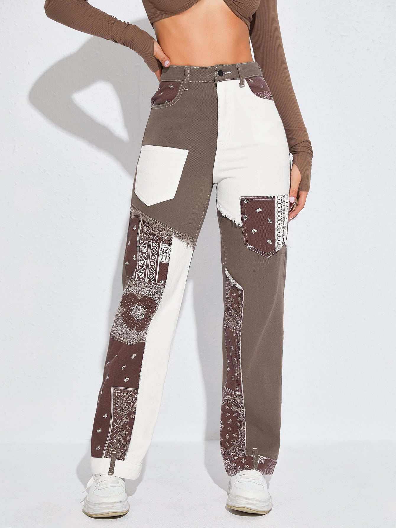 Women's Graphic Print Colorblock Patch 