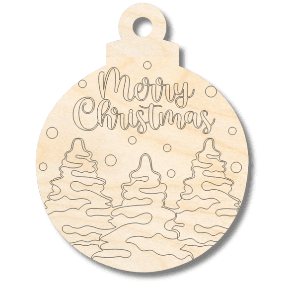 Unfinished Wood Etched Merry Christmas Tree Ornamet Shape | Paint By Line Crafts 20" / 1/8"