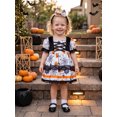 thumbnail image 5 of RUINIXCW Baby Girl Halloween Dress Pumpkin Skull Print Short Sleeves Dress Headband, 5 of 8
