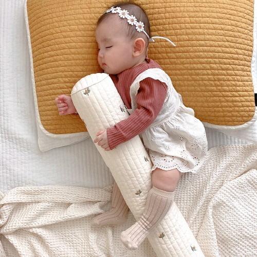 Almohada antivuelco lateral para dormir para bebe Cojin de apoyo para el cuello de algodon suave Cojin trasero de posicionamiento para ninos pequenos Acompana la almohada para dormir para bebe un